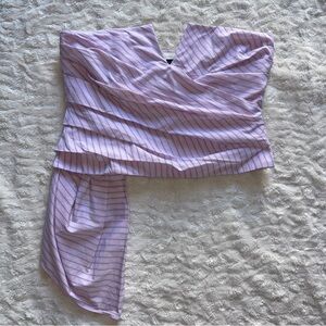 Zara Women’s Large Pink Striped Sleeveless Strapless Corset Top Bandeau Crop